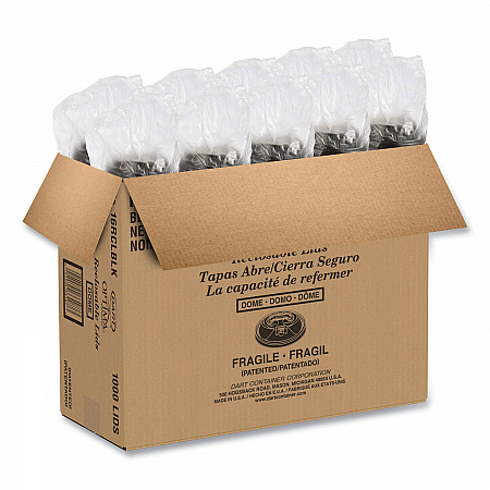 Optima Reclosable Lid, Fits 12 oz to 24 oz Hot Cups, Plastic, Black, 100/Pack, 10 Packs/Carton (16RCLBLK)