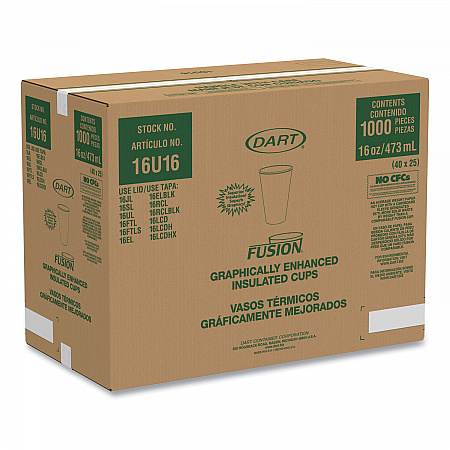 Fusion Escape Foam Hot/Cold Cups, 16 oz, Brown/Black, 1,000/Carton (16U16ESC)