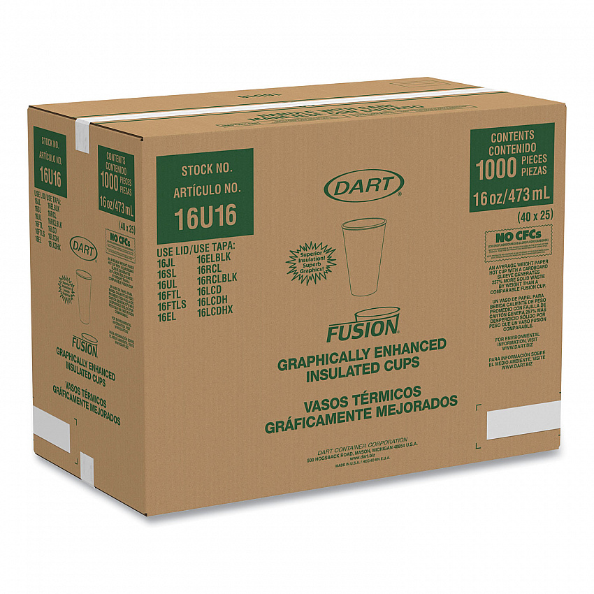 Fusion Escape Foam Hot/Cold Cups, 16 oz, Brown/Black, 1,000/Carton (16U16ESC)