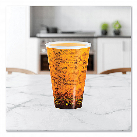Fusion Escape Foam Hot/Cold Cups, 16 oz, Brown/Black, 1,000/Carton (16U16ESC)