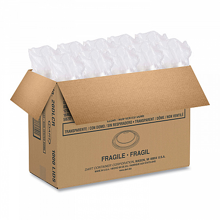 Plastic Dome Lid, Fits 5 oz to 32 oz Hot Cups/Containers, Clear, 100/Pack, 10 Packs/Carton (20DLCR)