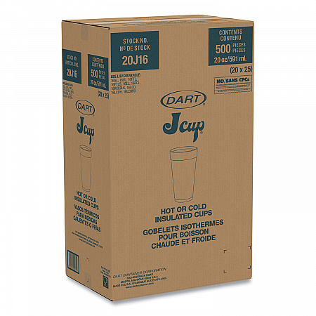 Foam Drink Cups, 20 oz, White, 500/Carton (20J16)