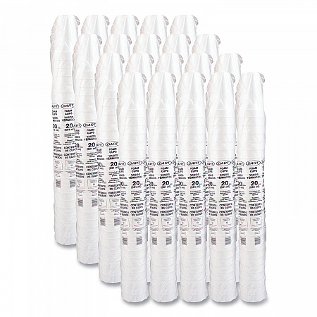 Foam Drink Cups, 20 oz, White, 500/Carton (20J16)