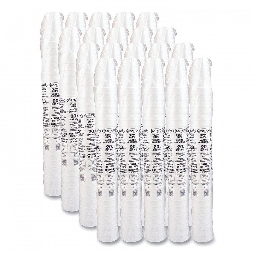 Foam Drink Cups, 20 oz, White, 500/Carton (20J16)