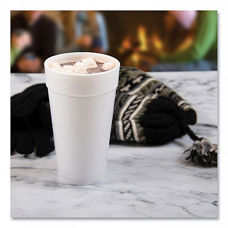 Foam Drink Cups, 20 oz, White, 500/Carton (20J16)