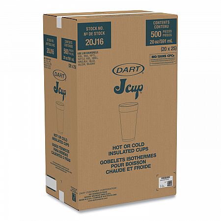 Coca-Cola Foam Cups, 20 oz, White/Red, 25/Bag, 20 Bags/Carton (20J16C)