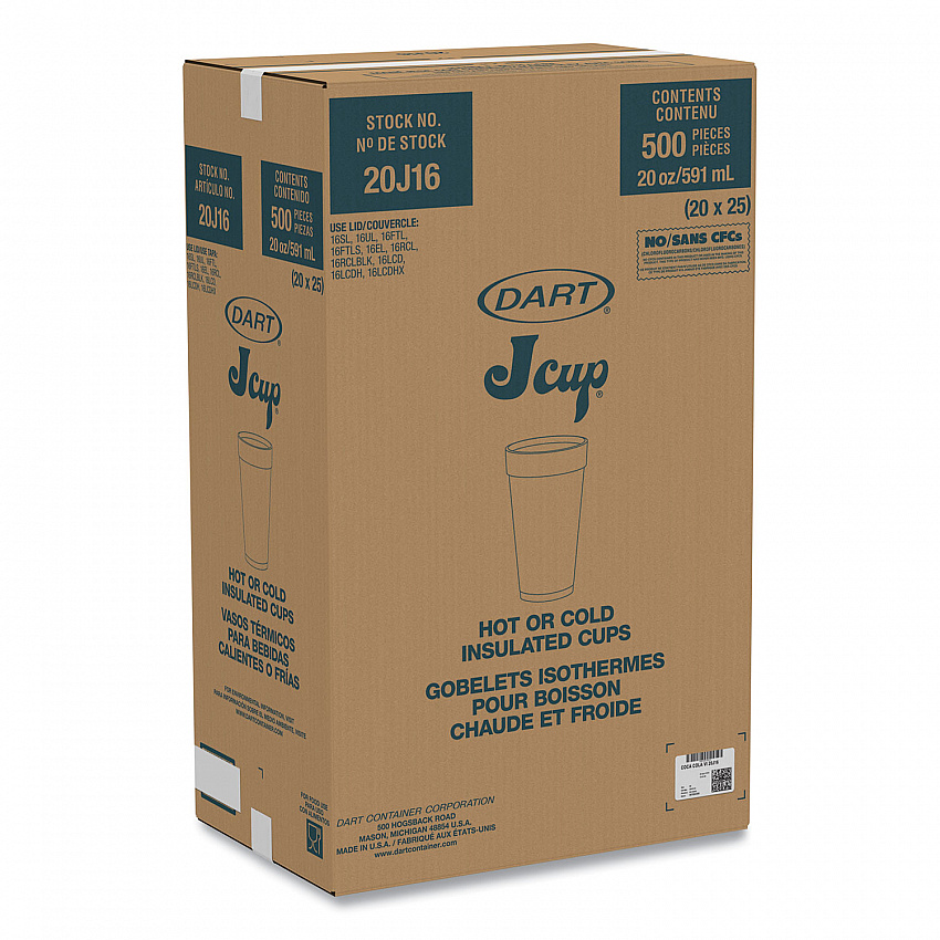 Coca-Cola Foam Cups, 20 oz, White/Red, 25/Bag, 20 Bags/Carton (20J16C)