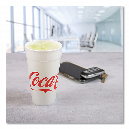 Coca-Cola Foam Cups, 20 oz, White/Red, 25/Bag, 20 Bags/Carton (20J16C)