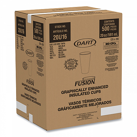 Fusion Escape Foam Hot/Cold Cups, 20 oz, Brown/Black, 500/Carton (20U16ESC)