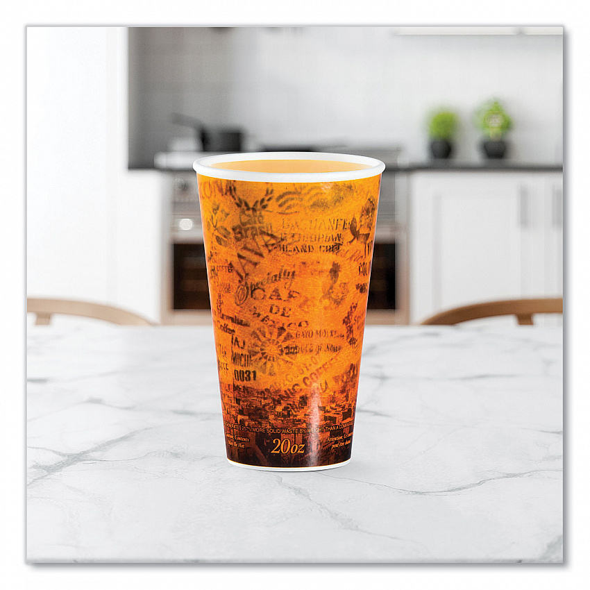 Fusion Escape Foam Hot/Cold Cups, 20 oz, Brown/Black, 500/Carton (20U16ESC)