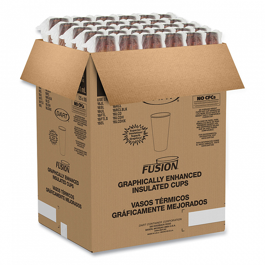 Fusion Escape Foam Hot/Cold Cups, 20 oz, Brown/Black, 500/Carton (20U16ESC)