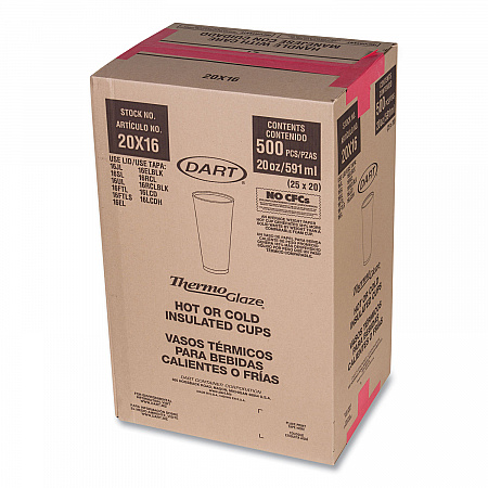Cafe G Foam Hot/Cold Cups, 20 oz, Brown/Red/White, 20/Pack (20X16GPK)