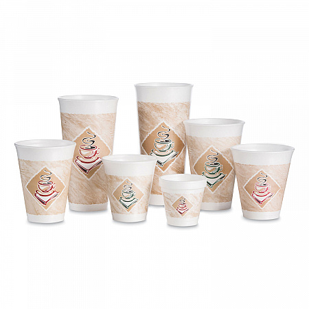 Cafe G Foam Hot/Cold Cups, 20 oz, Brown/Red/White, 20/Pack (20X16GPK)