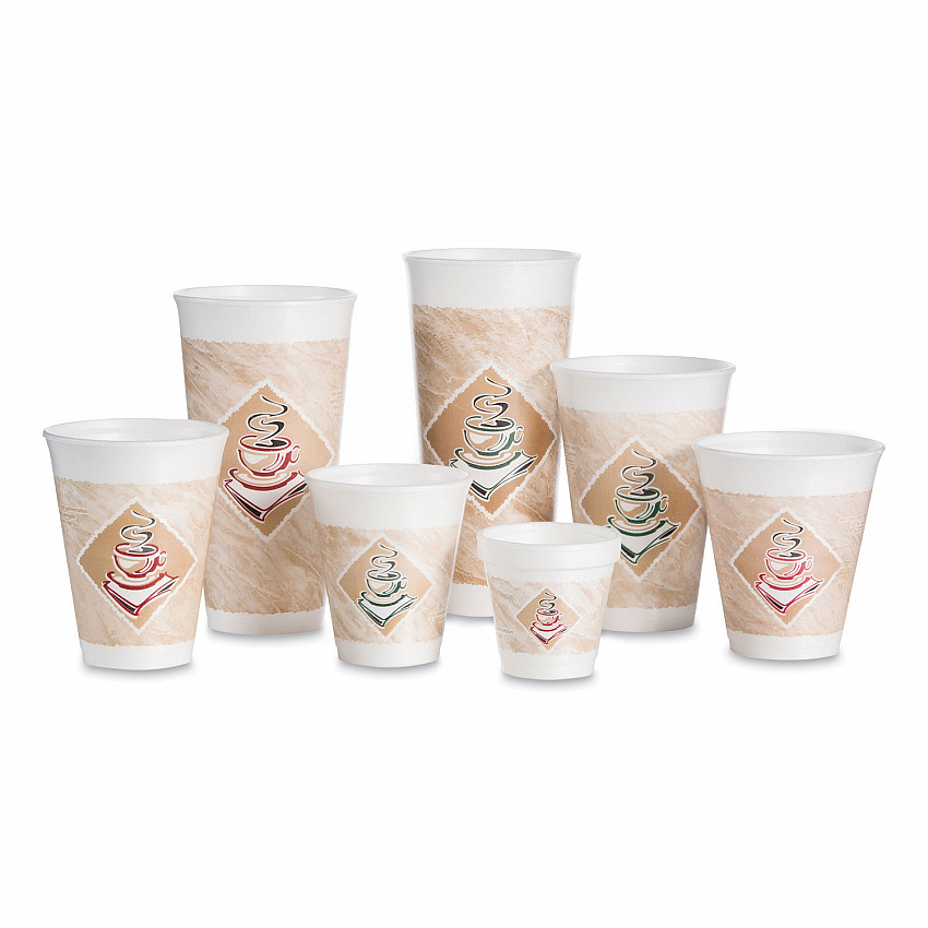 Cafe G Foam Hot/Cold Cups, 20 oz, Brown/Red/White, 20/Pack (20X16GPK)