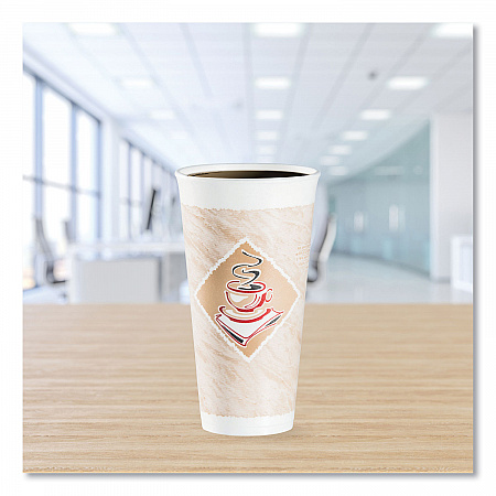 Cafe G Foam Hot/Cold Cups, 20 oz, Brown/Red/White, 20/Pack (20X16GPK)