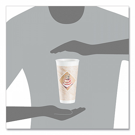 Cafe G Foam Hot/Cold Cups, 20 oz, Brown/Red/White, 20/Pack (20X16GPK)