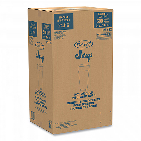 Foam Drink Cups, Hot/Cold, 24 oz, White, 25/Bag, 20 Bags/Carton (24J16)