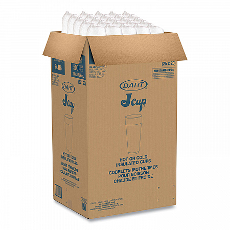Foam Drink Cups, Hot/Cold, 24 oz, White, 25/Bag, 20 Bags/Carton (24J16)