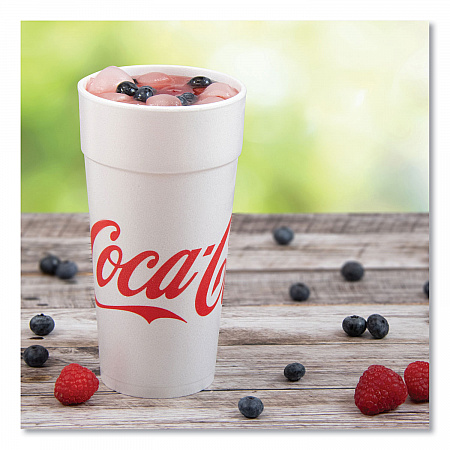 Coca-Cola Foam Cups, 24 oz, White/Red, 20/Bag, 25 Bags/Carton (24J16C)