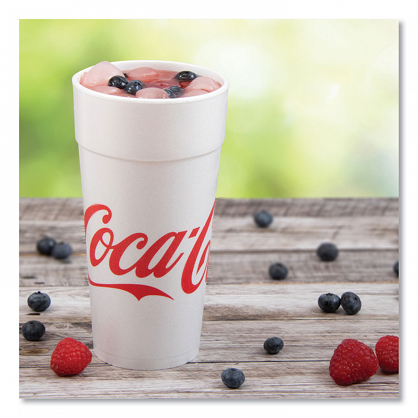 Coca-Cola Foam Cups, 24 oz, White/Red, 20/Bag, 25 Bags/Carton (24J16C)