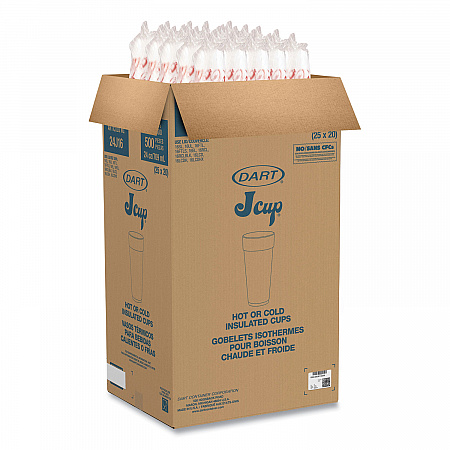 Coca-Cola Foam Cups, 24 oz, White/Red, 20/Bag, 25 Bags/Carton (24J16C)