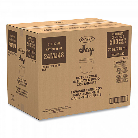 Foam Containers, 24 oz, White, 25/Bag, 20 Bags/Carton (24MJ48)