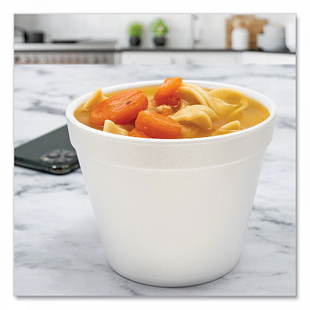 Foam Containers, 24 oz, White, 25/Bag, 20 Bags/Carton (24MJ48)