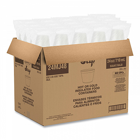 Foam Containers, 24 oz, White, 25/Bag, 20 Bags/Carton (24MJ48)