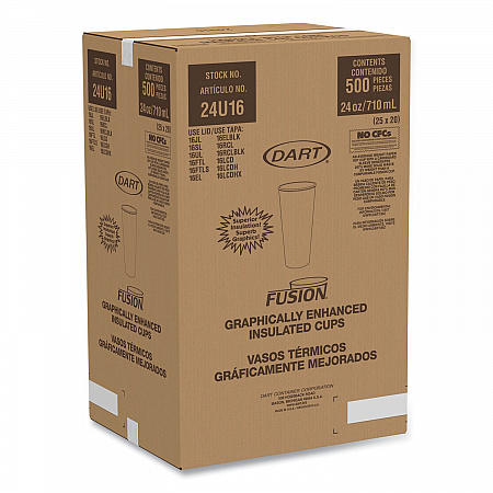 Fusion Escape Foam Hot/Cold Cups, 24 oz, Brown/Black, 500/Carton (24U16ESC)
