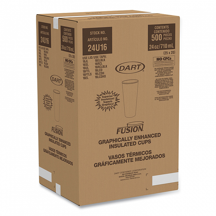 Fusion Escape Foam Hot/Cold Cups, 24 oz, Brown/Black, 500/Carton (24U16ESC)