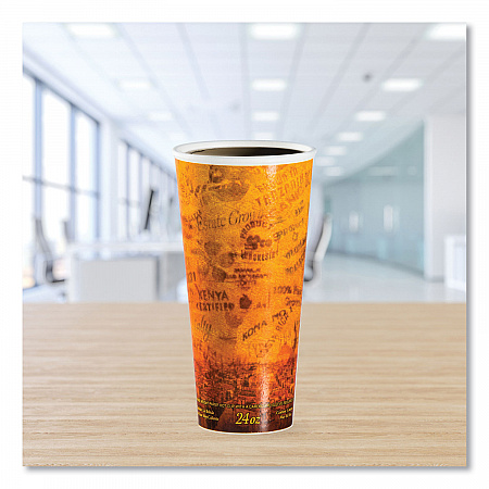 Fusion Escape Foam Hot/Cold Cups, 24 oz, Brown/Black, 500/Carton (24U16ESC)