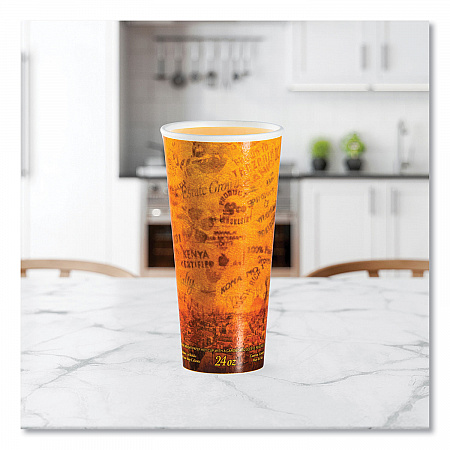 Fusion Escape Foam Hot/Cold Cups, 24 oz, Brown/Black, 500/Carton (24U16ESC)
