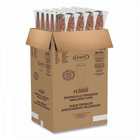 Fusion Escape Foam Hot/Cold Cups, 24 oz, Brown/Black, 500/Carton (24U16ESC)