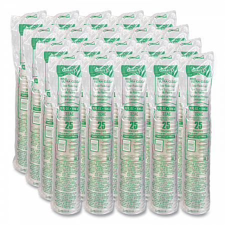Ultra Clear Pedestal PET Cups, 32 oz, Plastic, Clear, 25/Bag, 20 Bags/Carton (32AC)
