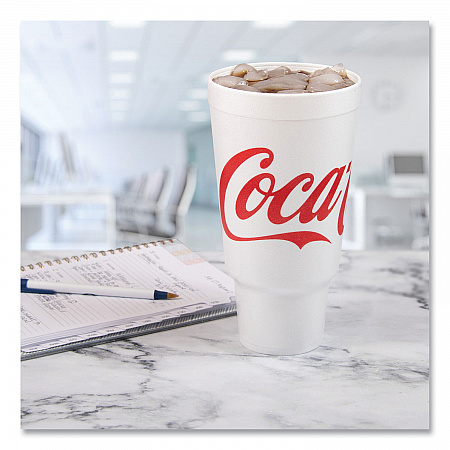 Coca-Cola Foam Cups, 44 oz, White/Red, 20/Bag, 15 Bags/Carton (44AJ32C)