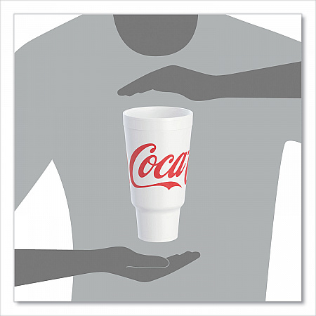 Coca-Cola Foam Cups, 44 oz, White/Red, 20/Bag, 15 Bags/Carton (44AJ32C)