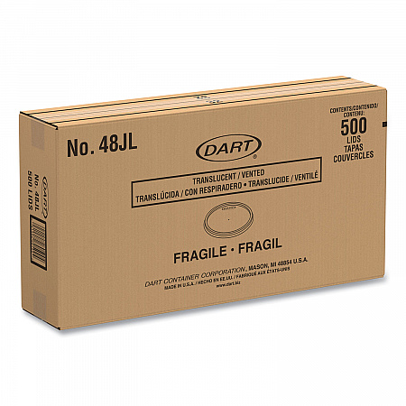 Plastic Lids for Foam Containers, Flat, Vented, Fits 24 oz to 32 oz, Translucent, 100/Pack, 5 Packs/Carton (48JL)