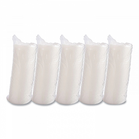 Plastic Lids for Foam Containers, Flat, Vented, Fits 24 oz to 32 oz, Translucent, 100/Pack, 5 Packs/Carton (48JL)