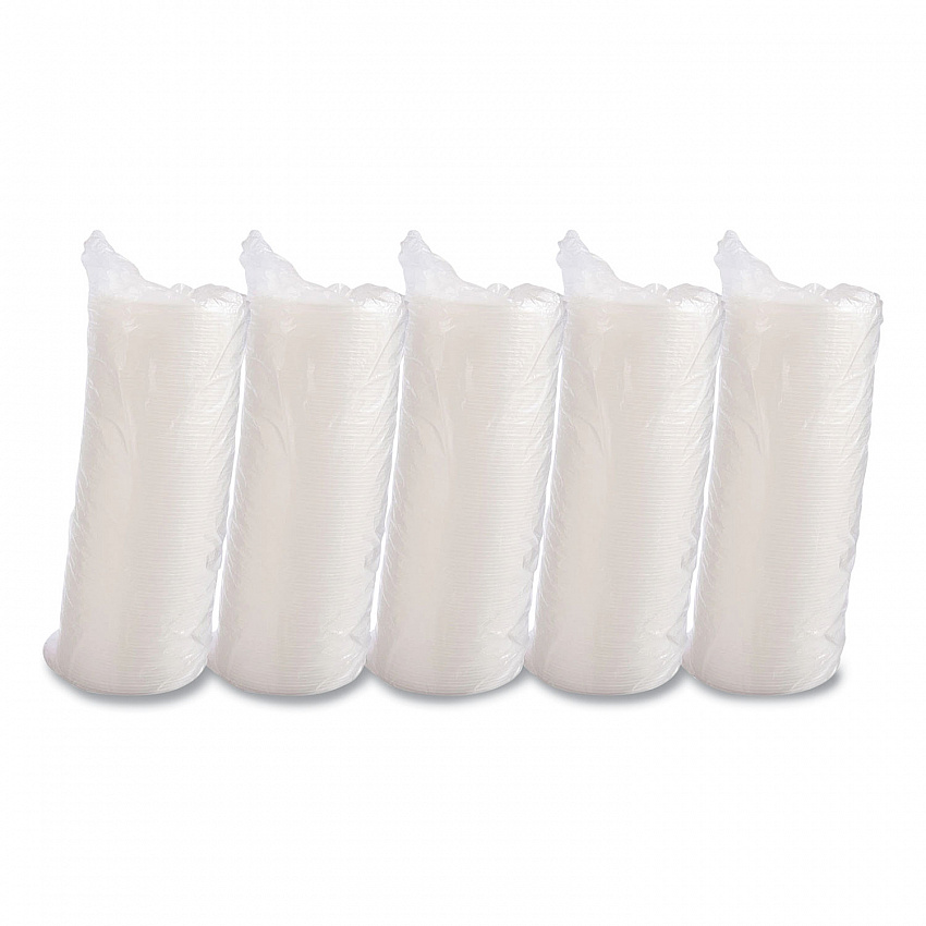 Plastic Lids for Foam Containers, Flat, Vented, Fits 24 oz to 32 oz, Translucent, 100/Pack, 5 Packs/Carton (48JL)