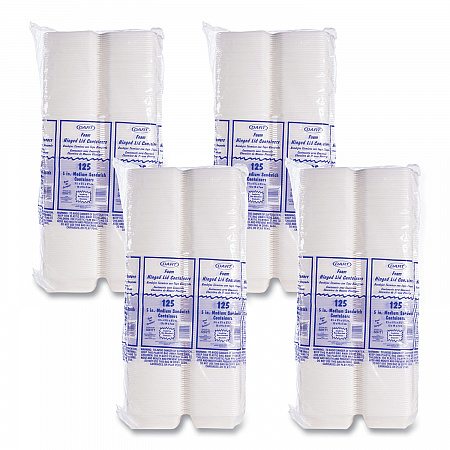 Foam Hinged Lid Containers, 5.38 x 5.5 x 2.88, White, 500/Carton (50HT1)