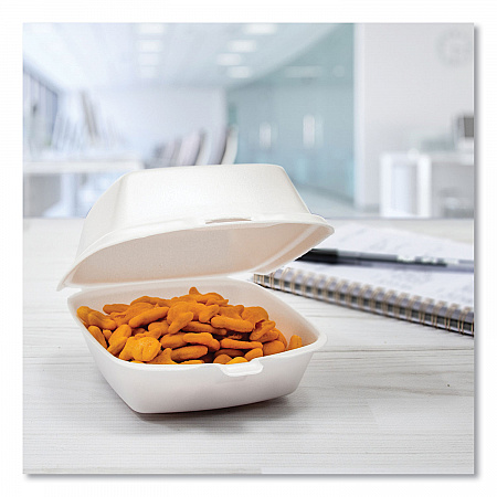 Foam Hinged Lid Containers, 5.38 x 5.5 x 2.88, White, 500/Carton (50HT1)