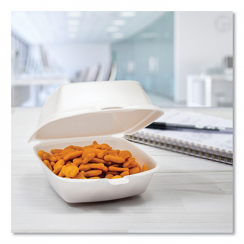 Foam Hinged Lid Containers, 5.38 x 5.5 x 2.88, White, 500/Carton (50HT1)