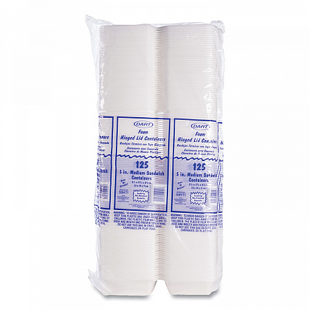 Foam Hinged Lid Containers, 5.38 x 5.5 x 2.88, White, 500/Carton (50HT1)