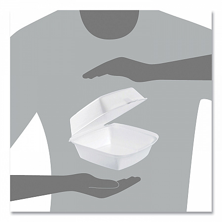 Foam Hinged Lid Containers, 6 x 5.78 x 3, White, 500/Carton (60HT1)