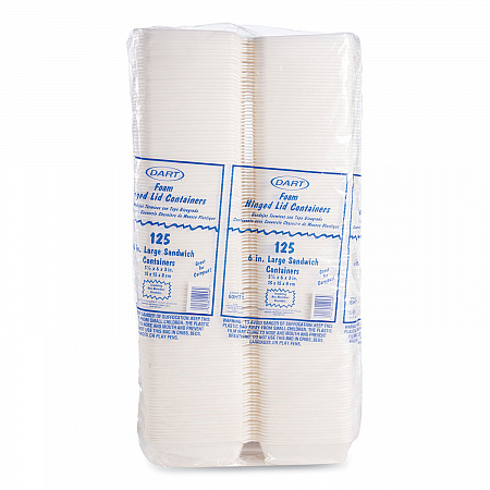 Foam Hinged Lid Containers, 6 x 5.78 x 3, White, 500/Carton (60HT1)