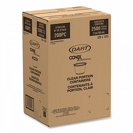 Conex Complements Portion/Medicine Cups, 2 oz, Plastic, Clear, 125/Bag, 20 Bags/Carton (200PC)