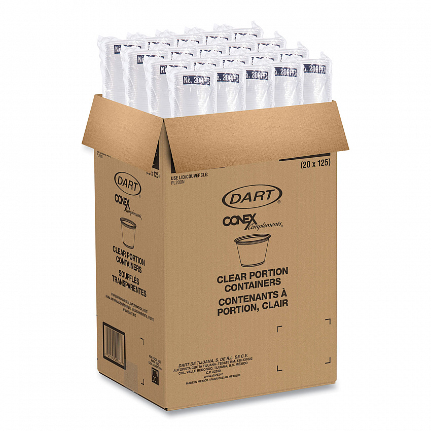 Conex Complements Portion/Medicine Cups, 2 oz, Plastic, Clear, 125/Bag, 20 Bags/Carton (200PC)