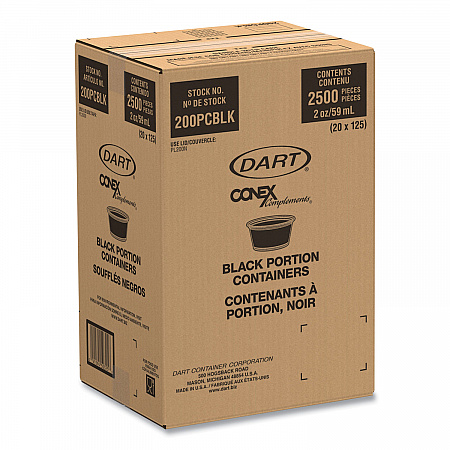 Conex Complements Portion/Medicine Cups, 2 oz, Plastic, Black, 125/Bag, 20 Bags/Carton (200PCBLK)