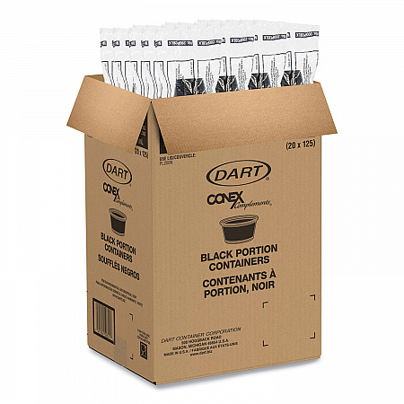 Conex Complements Portion/Medicine Cups, 2 oz, Plastic, Black, 125/Bag, 20 Bags/Carton (200PCBLK)