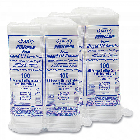 Foam Hinged Lid Containers, 6.4 x 9.3 x 2.6, White, 200/Carton (206HT1R)